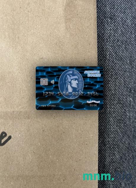 USA New York American Express Blue bank credit card wygląd fotograficzny skan PSD + zdjęcie